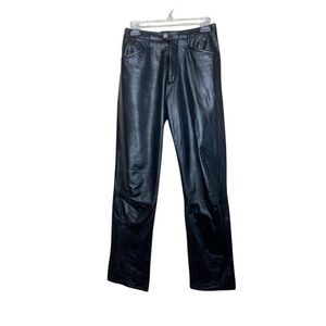 Vintage MS. Maxima Black High Rise Leather Straight Leg Pants Size 4